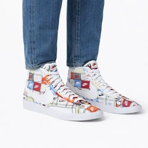 Size 8.5 Nike Men’s Blazer Mid Patchwork 2019 High Top Sneakers Rare Multicolor